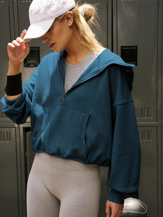 Hooded Sweatshirt Women Clothing Tide Brand Sports Hoodie Zipper Drawstring Long Sleeve Top