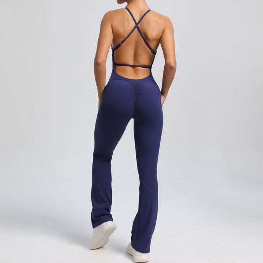 Adjustable Shoulder Strap Beauty Back One Piece Peach Hip Sports Fitness Clothes Micro Pull Yoga Jumpsuit Jumpsuit