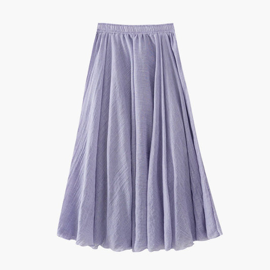 Ice Tencel Cotton Linen Texture Pleated Skirt Women Summer Drape Casual Swing A line Umbrella Skirt Long Skirt
