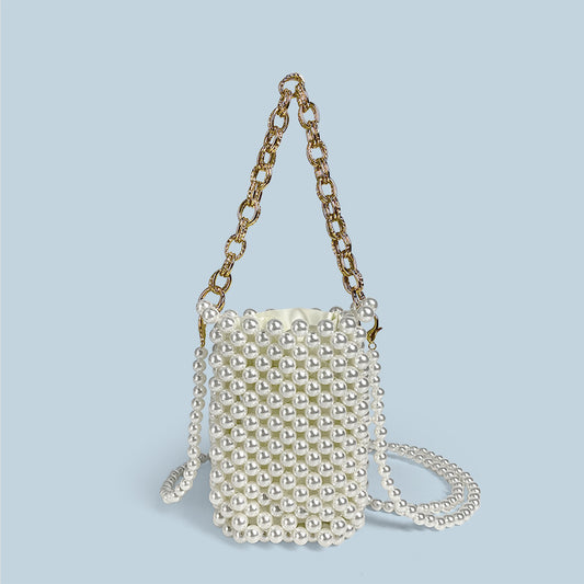 Pouch All Match Handmade Beaded Bag Pearl Hand Bag Chain Crossbody Phone Bag Lightweight
