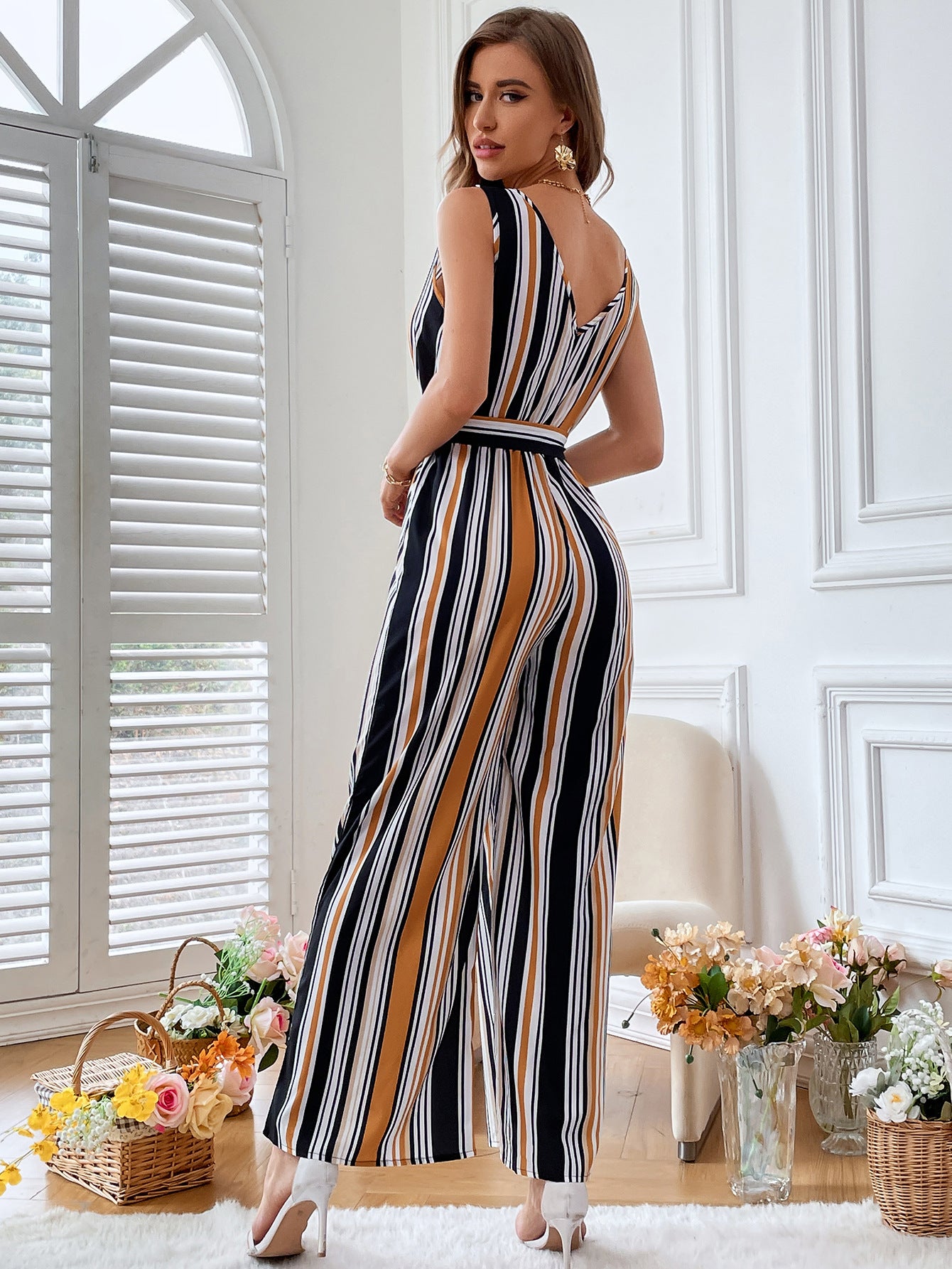 Women Clothing Striped Jumpsuit