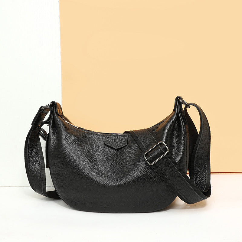 Genuine Leather Crossbody Bag Simple Dumpling Bag High Sense First Layer Cowhide Women Bag Office Bag