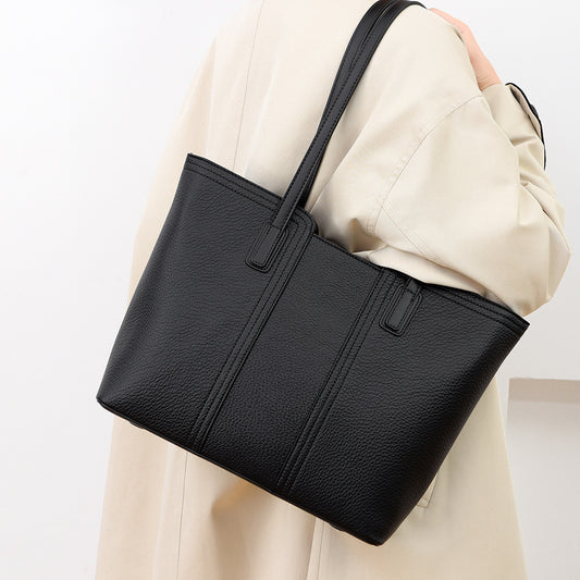 Tote Bag Simple Large Capacity Bag Women Retro Shoulder Bag Commuting Large Bag