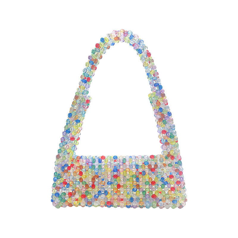 Sweet Special-Interest Design High Grade Handmade String Woven Bag Summer Dopamine Hollow Out Cutout Portable Shoulder Bag