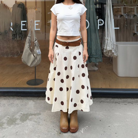 French Polka Dot Elegant Fashionable Umbrella Skirt Women Draping Vacation Mid Length Skirt