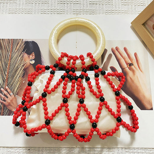 Retro Handmade Beaded Woven Bag Heavy Industry Design Advanced Sense Handbags - Wanita Store