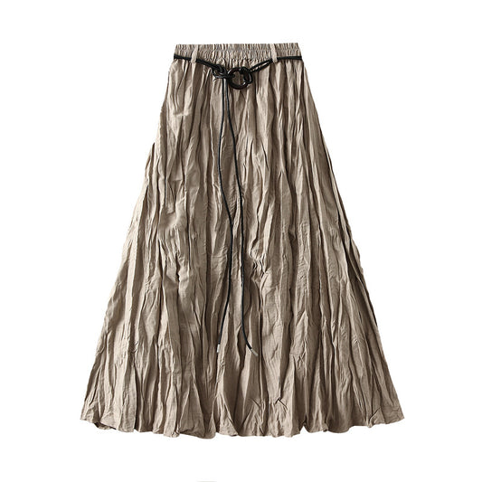 High Waist Skirt Women Autumn Korean Sense of Design Pleated Retro Slimming A line Umbrella Skirt