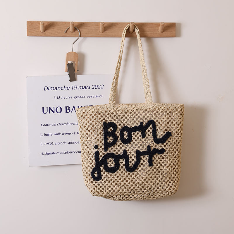 Letter Shoulder Beige Blue