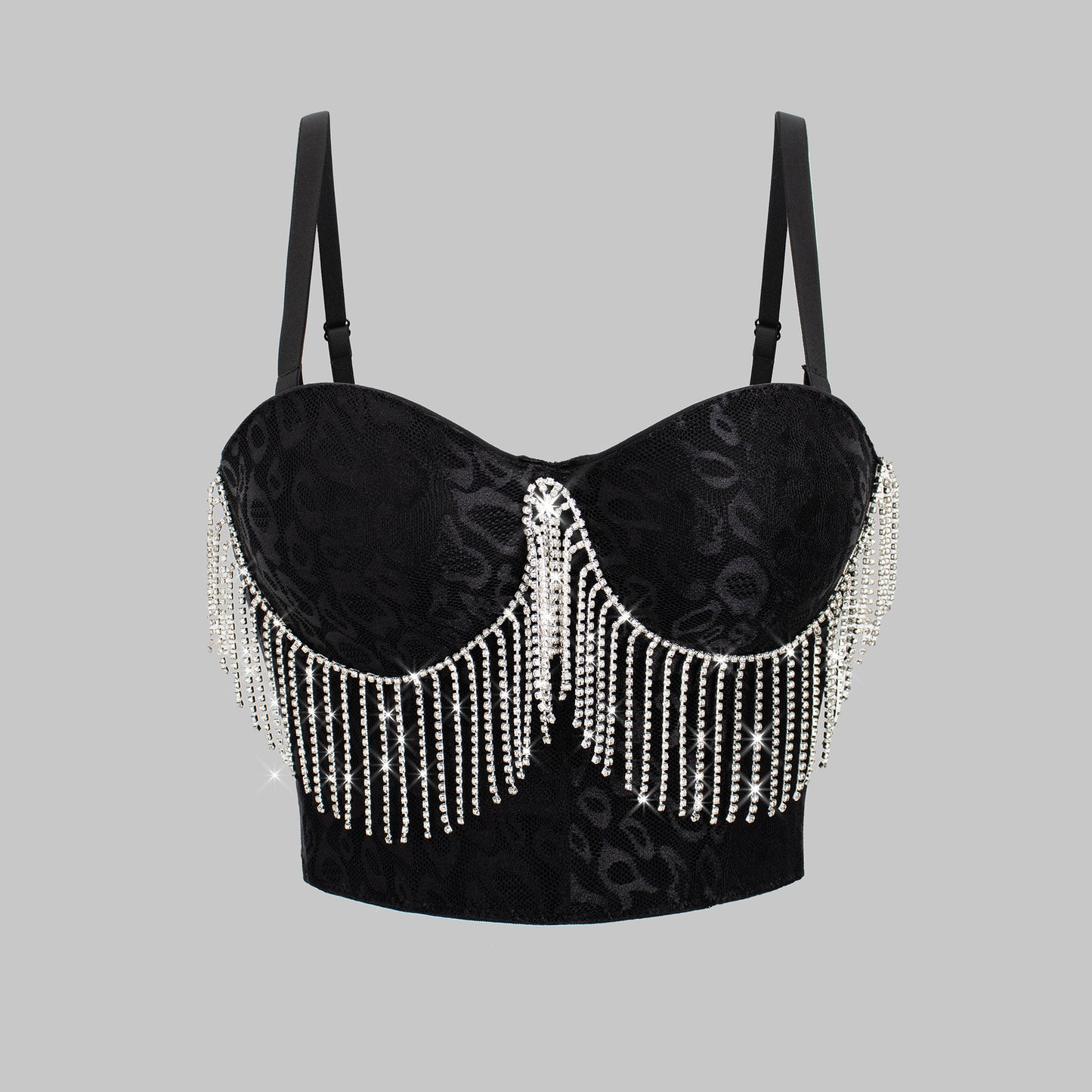 Sexy Belly Dance Costume Diamond Embedded Tassel Suspender Vest Outer Wear Slimming Boning Corset Wrapped Chest