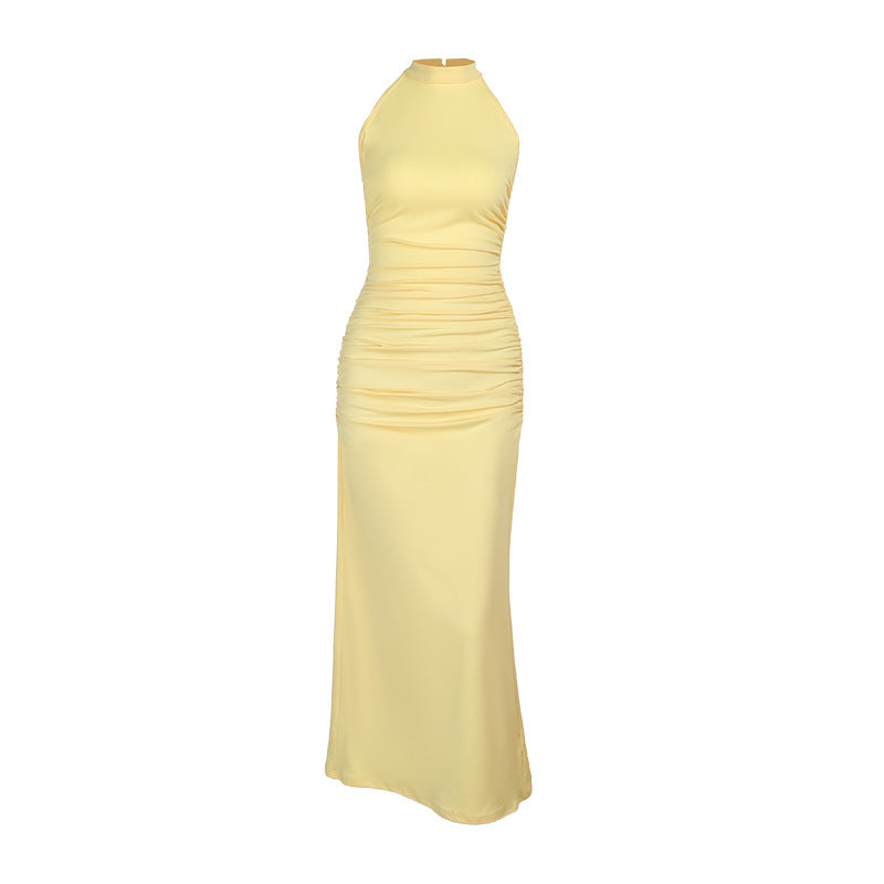 Women Pleated Backless Hip Cocktail Senior Formal Dress
