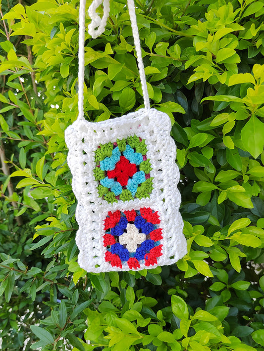 Handmade Knitting Wool Crochet Internet Celebrity Ethnic Mobile Phone Bag Mixed Color Random One-Piece Crossbody Bag