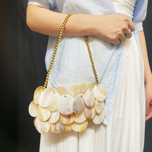 Summer Vacation Sweet Beach Fritillary round Advanced Special Interest Shoulder Bag Casual All Matching