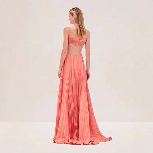 Women Summer Cami Dress Sexy Pleated Backless Dress