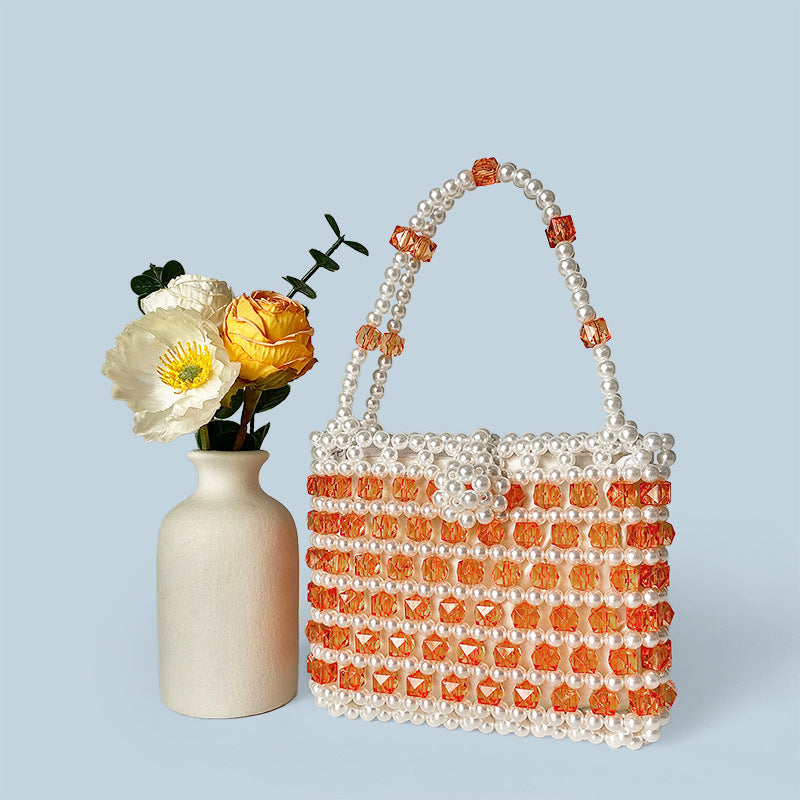 Exquisite Texture Small Bag Western Handmade Beaded Handbag Dopamine Color Beaded Bag Simple