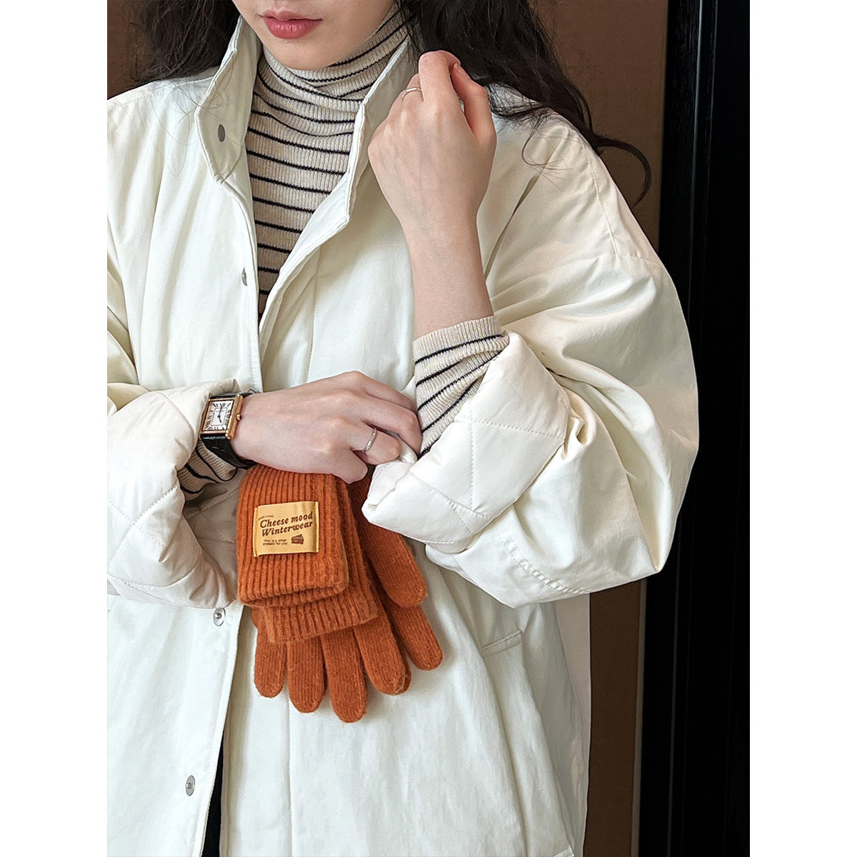 Simple Profile Cotton Coat Jacket Women Winter Oversize Quilted Workwear Cotton Coat