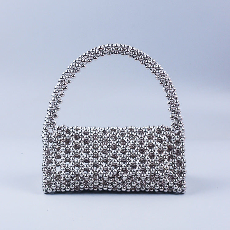 Retro Underarm Bag Handmade Beaded Weave Woven Bag Bag DIY Material Bag Pearl Homemade Woven Bag Handbag