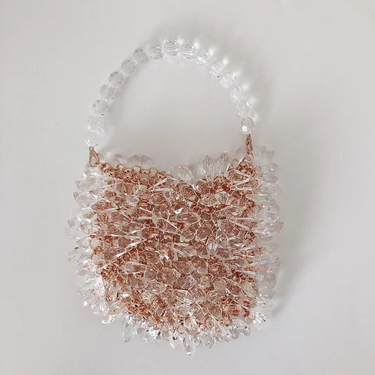 Transparent Crystal Handmade Bag Luxury Handbag Women Handmade Acrylic Bead Water Drop Handbag