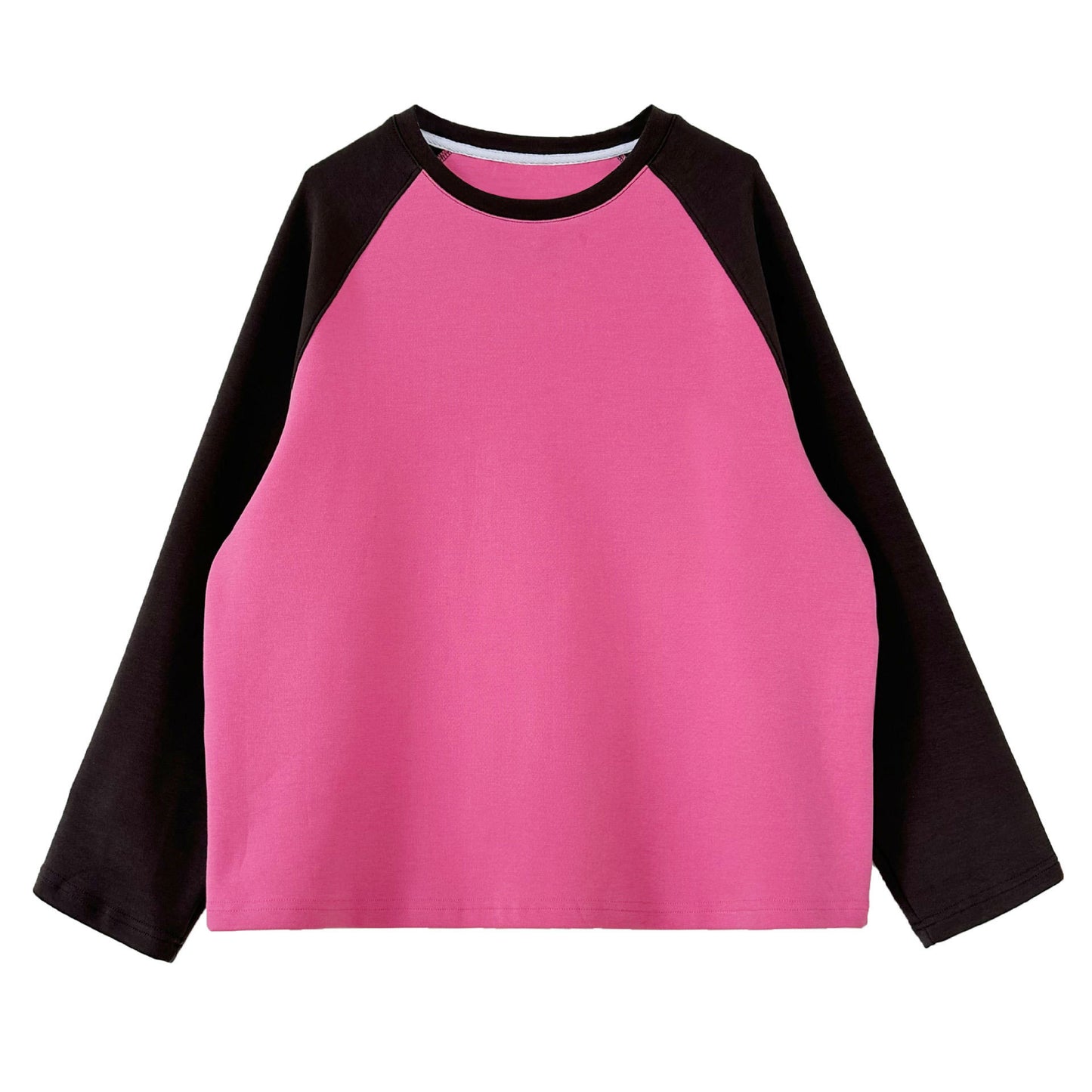 Retro Color Contrast Long Sleeve T Shirt Women Autumn Loose Sweatshirt Niche Top