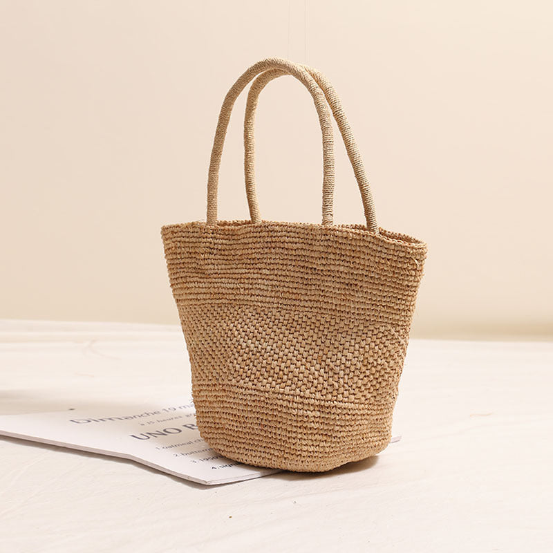 High Grade Raffia Portable Straw Weaved Bag Summer Large Capacity Tote Woven Bag Seaside Vacation Beach Bag
