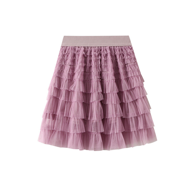 Mesh Skirt Women Summer Spring Autumn Clothing A line Tiered Dress Short Skirt