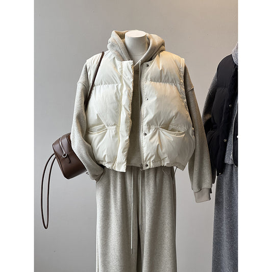 Neck neck Short Cotton Vest Women Autumn Winter Loose Outerwear Waistcoat Vest Cotton Padded