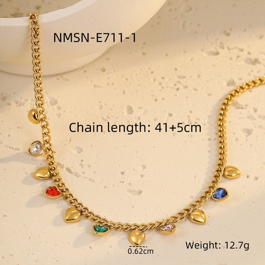Heart Color Zircon Necklace