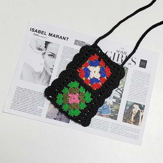 Handmade Knitting Wool Crochet Internet Celebrity Ethnic Mobile Phone Bag Mixed Color Random One-Piece Crossbody Bag