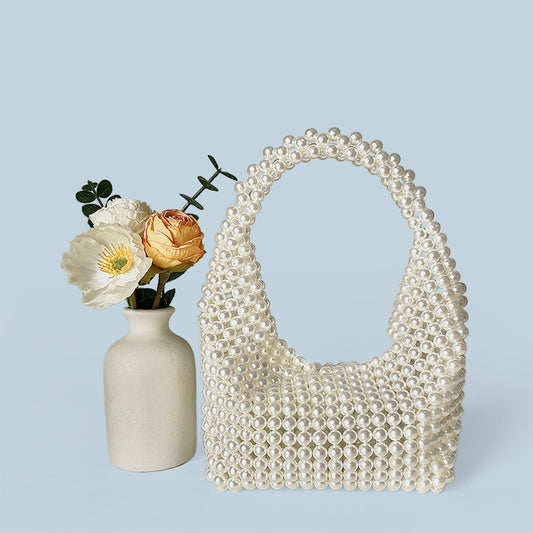 Handmade Beaded Bag Pillow Boston Cocktail Imitation Pearl Bag Chain Free Handbag