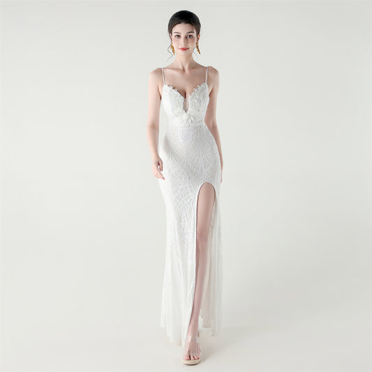 Bead Tube Craft Boning Corset Lace Waist Controlled Sequined Slim Slimming Cocktail Evening Dress