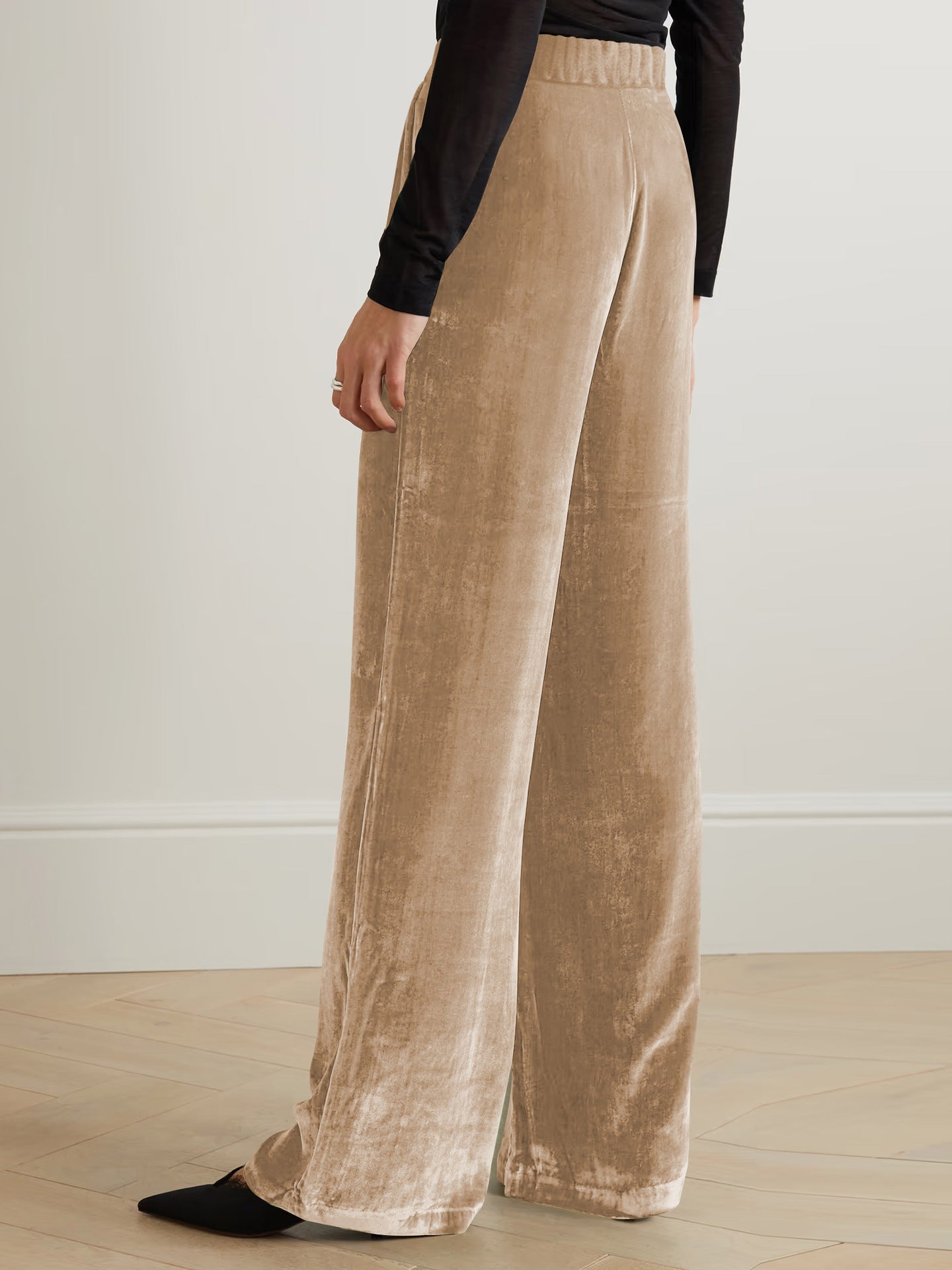 French Office Trousers Women Clothing Summer Gold Velvet Drooping Wide Leg Pants Loose Casual Pants Women