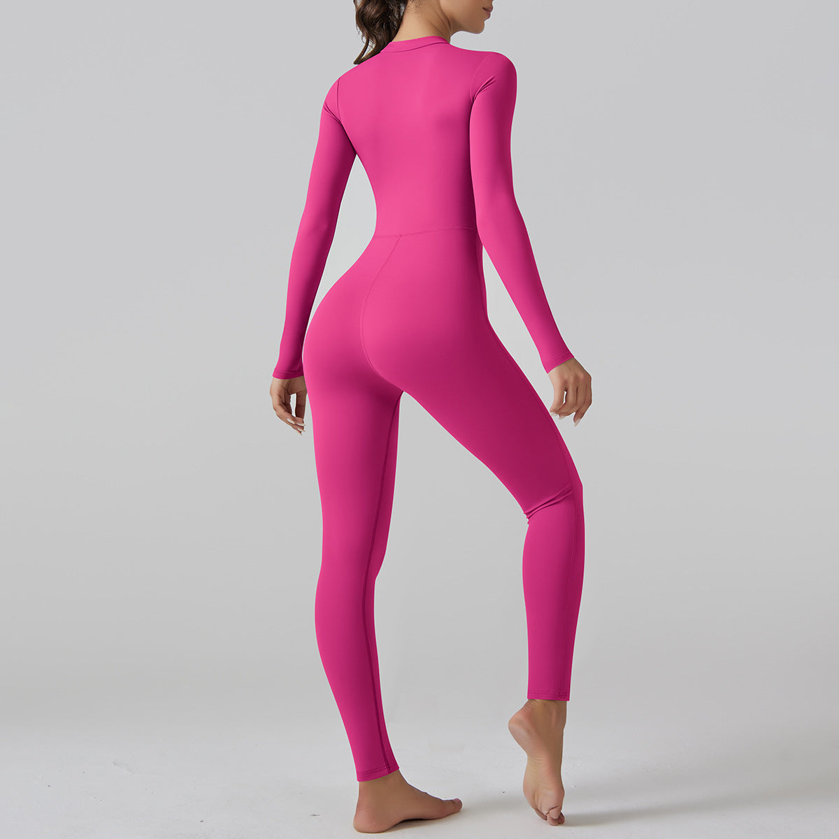 Internet Open Collar Long Sleeve Zipper One Piece Dance Fitness Sports Jumpsuit Sexy Tight Yoga Clothes for Women