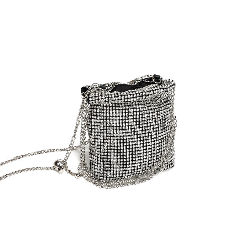 Rhinestone Full Diamond Small Golden Balls Shoulder Bag Diamond Embedded Dinner Messenger Bag for Women