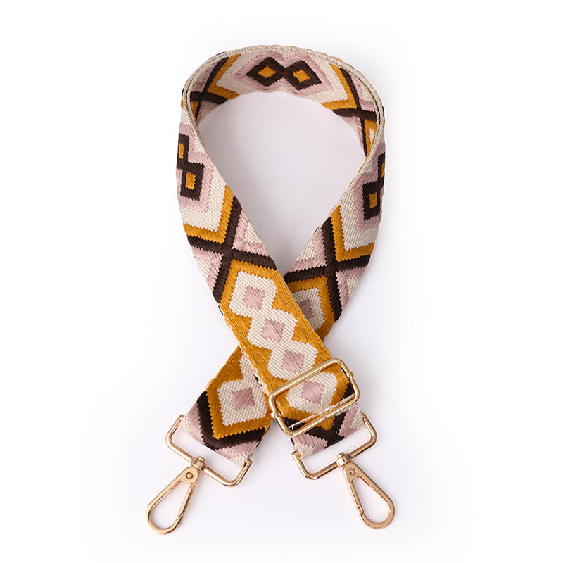 Purse Chain Wide Shoulder Strap Crossbody Bag with Ethnic Contrast Color Backpack Accessories All Match Single Shoulder Crossbody Bag Strap