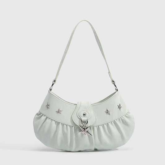 Spring Summer Super Popular Trendy Niche Mint Green Sexy Bag Underarm Bag Pleated Dumpling Bag Shoulder Bag Women