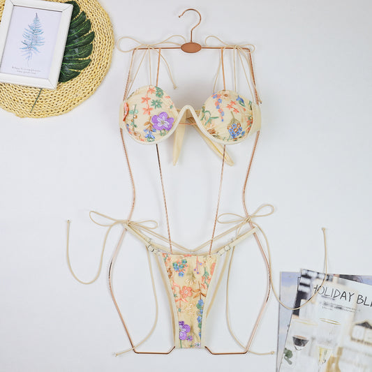 Embroidered Bikini Swimsuit