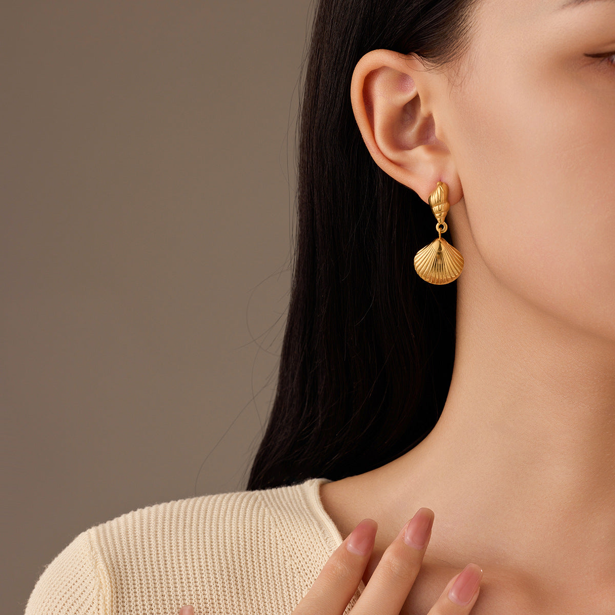 Arrival Ocean Conch Scallop Titanium Steel Earrings Summer Simple Light Luxury High Grade Earrings for Women - Wanita Store