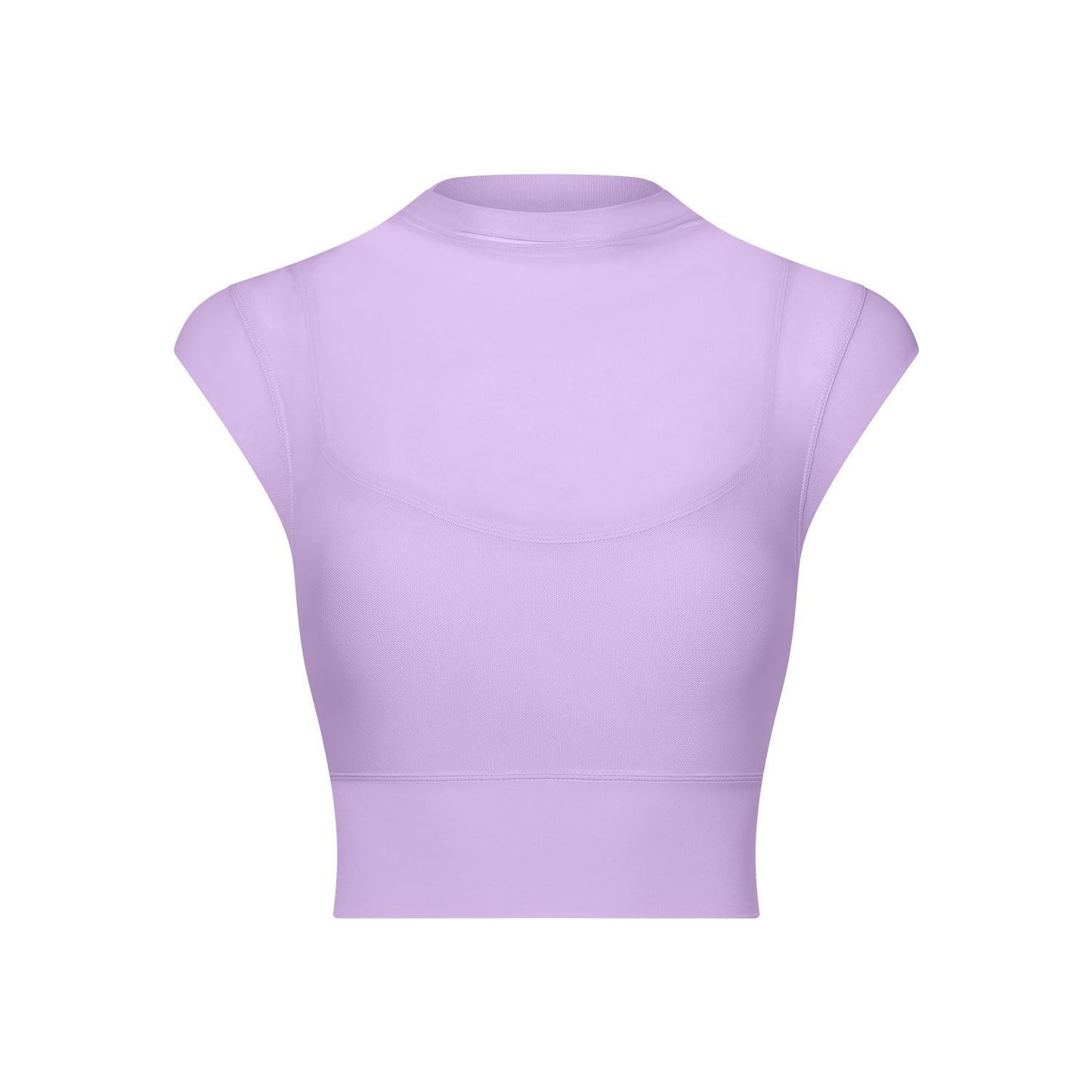 Sexy Mesh Yoga Clothes Flounced Sleeve Running Quick Drying Sports Bra with Chest Pad One Piece Cup Workout Clothes Top