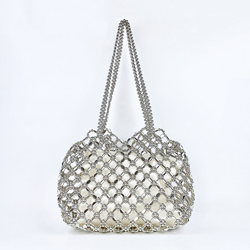 Winter Niche High Sense Silver Hollow Out Cutout Bags Women Lazy Work Office Shoulder Bag Bags