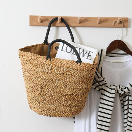 Large Capacity Straw Bag All Match Simple Portable Natural Grass Hand Woven Bag Women Vacation Beach Bag - Wanita Store
