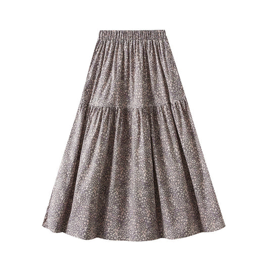 High Waist Drooping Floral Skirt Women Sweet A line Skirt Mid Length Maxi Dress
