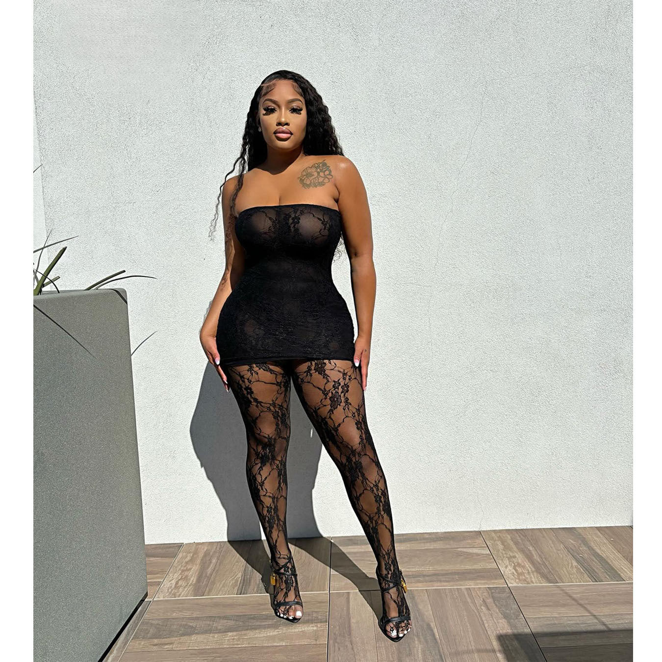 Women Clothing Sexy Night Club Mesh Pantyhose Suit
