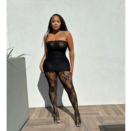 Women Clothing Sexy Night Club Mesh Pantyhose Suit