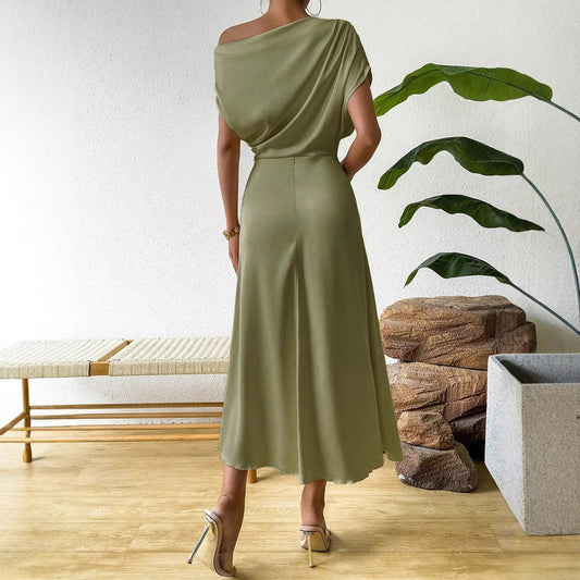 Women Clothing Trendy Summer Satin Satin Women Summer Dress Tight Jumpsuit Long Dress