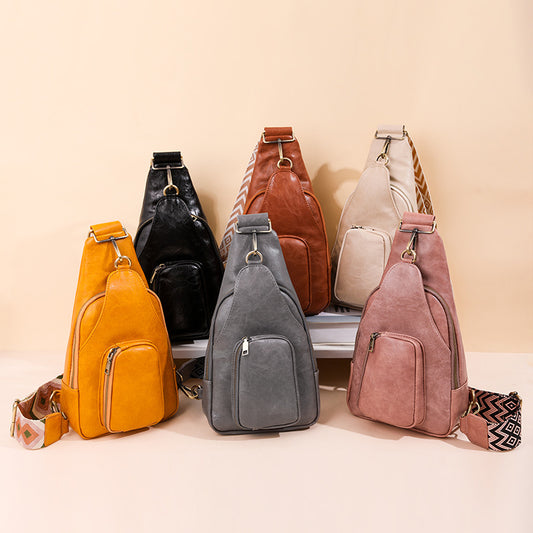 Soft Leather Chest Bag Retro Women Bag Crossbody Bag