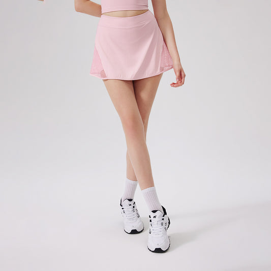 Three Dimensional Mesh Exercise Skirt Nude Feel Yoga Skirts Comfortable Anti Emptied Pantskirt Breathable Hollow Out Cutout Skirt
