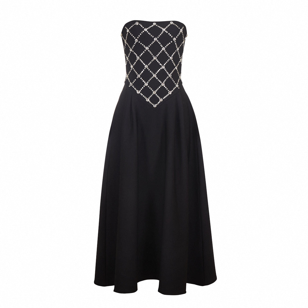 Elegant Women Bandage One Piece Dress Rhinestone Maxi Dress High End Evening Dress Bandage Dress