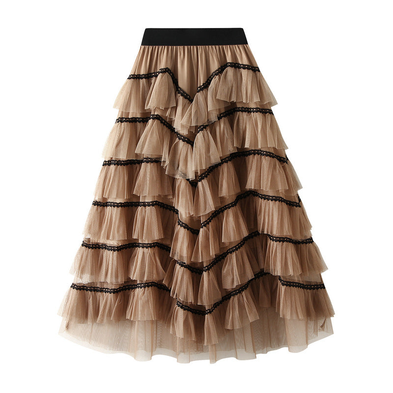 Design Gauze Skirt Layers of Mesh Tiered Dress Skirt Women Dance Skirt Puffy Long Skirt