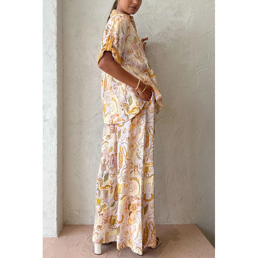 Spring Summer Casual Pocket Half Sleeve Suit Loose Women Wear Two Piece Set