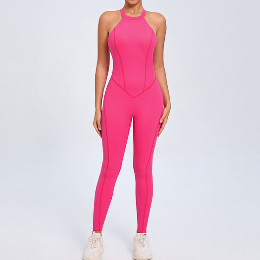 Back Buckle Yoga Jumpsuit Women Peach Hip Backless Sports Quick Drying One Piece Fitness Jumpsuit