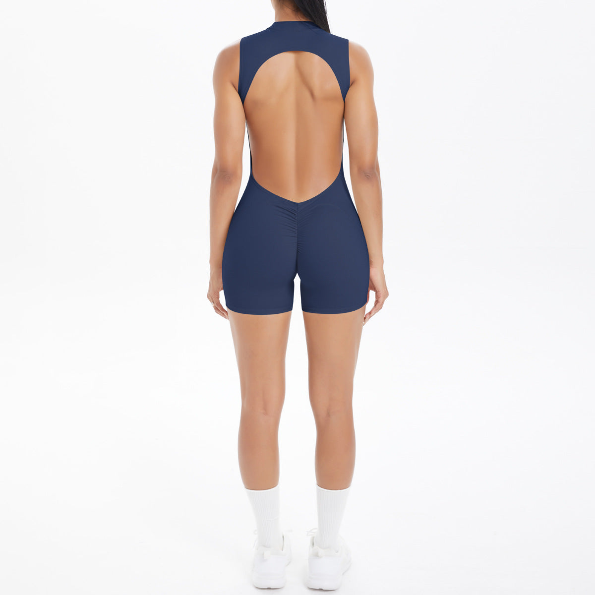 Sleeveless Hollow Out Cutout Yoga Siamese Sports Fitness Yoga Wear with Chest Pad Peach Hip Sports Vest Jumpsuit